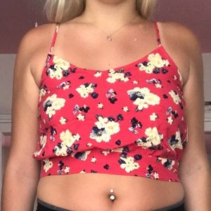 floral red strappy top